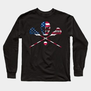 LAX Sticks Head and Ball in US Flag colours- The Long Sleeve T-Shirt